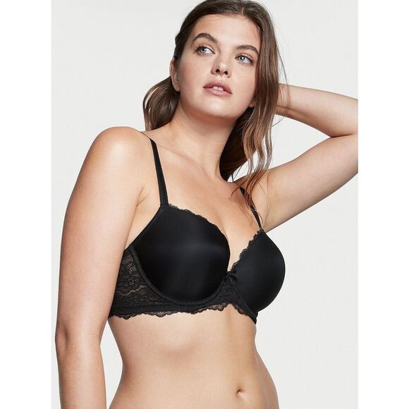 ✨Victoria Secret Dream Angels Lightly-lined Smooth Demi Black Sz 34DD Bra✨ - Picture 1 of 9